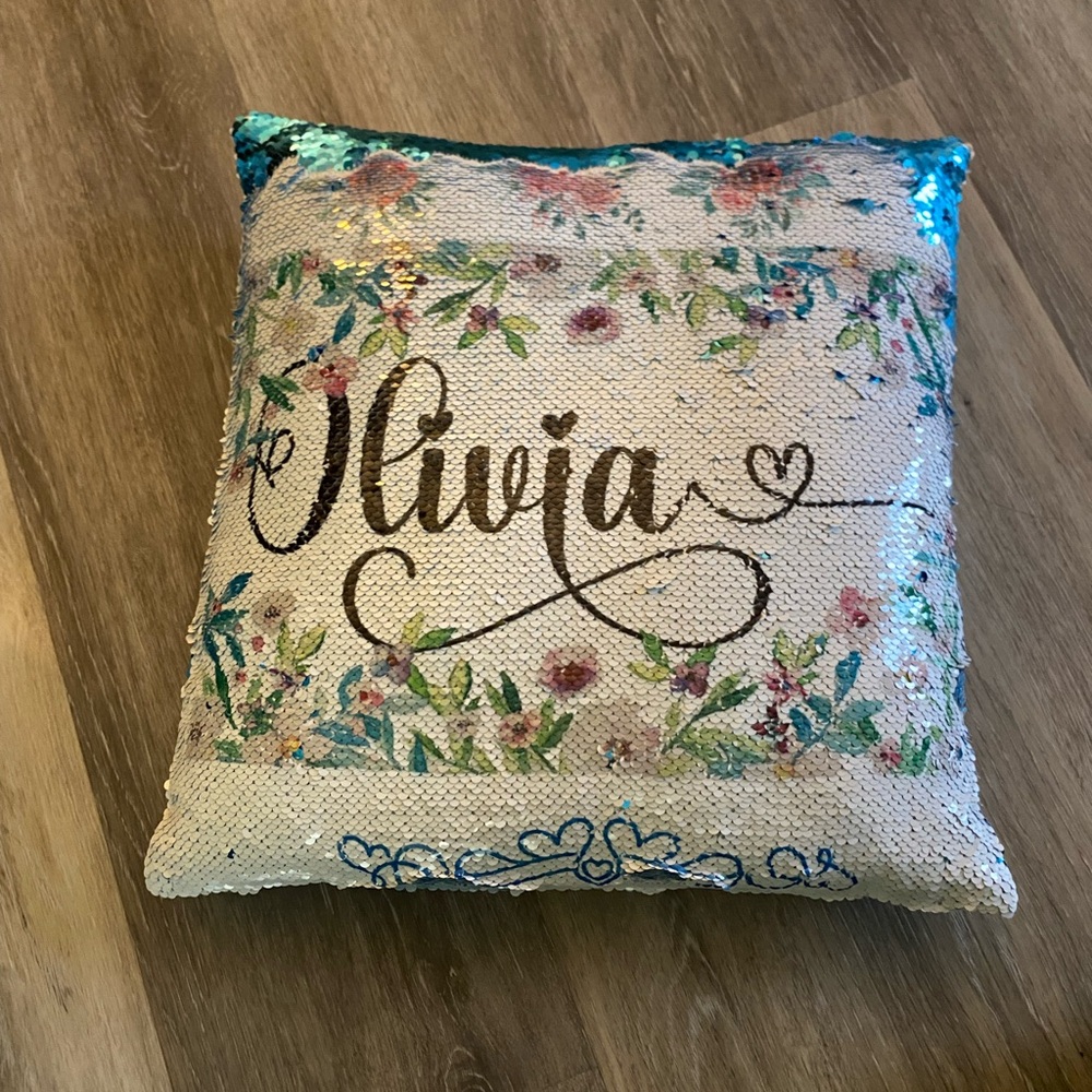 Olivia Floral Sequin Pillow